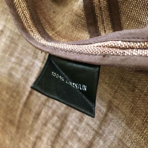 Lafayette 148 Tweedy Brown Linen Three Quarter Sleeve Jacket Career - Picture 9 of 14